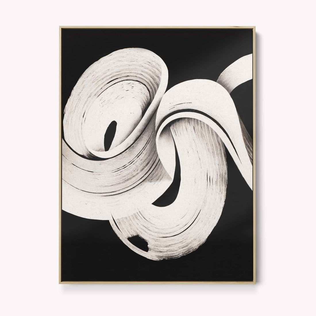 Echo Form abstract canvas print framed in black on white wall