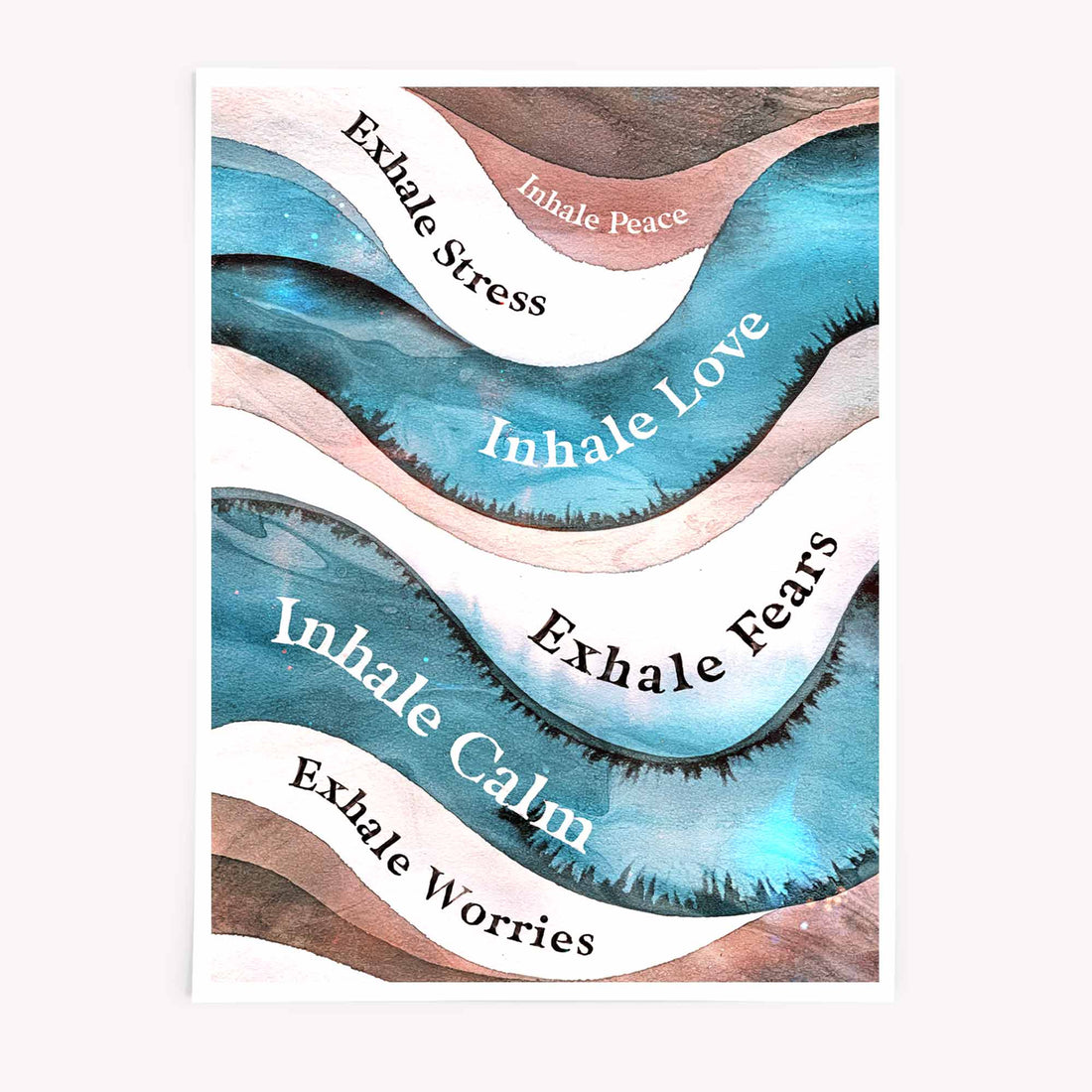 Abstract wellness quote wall art “Inhale Peace, Exhale Stress”