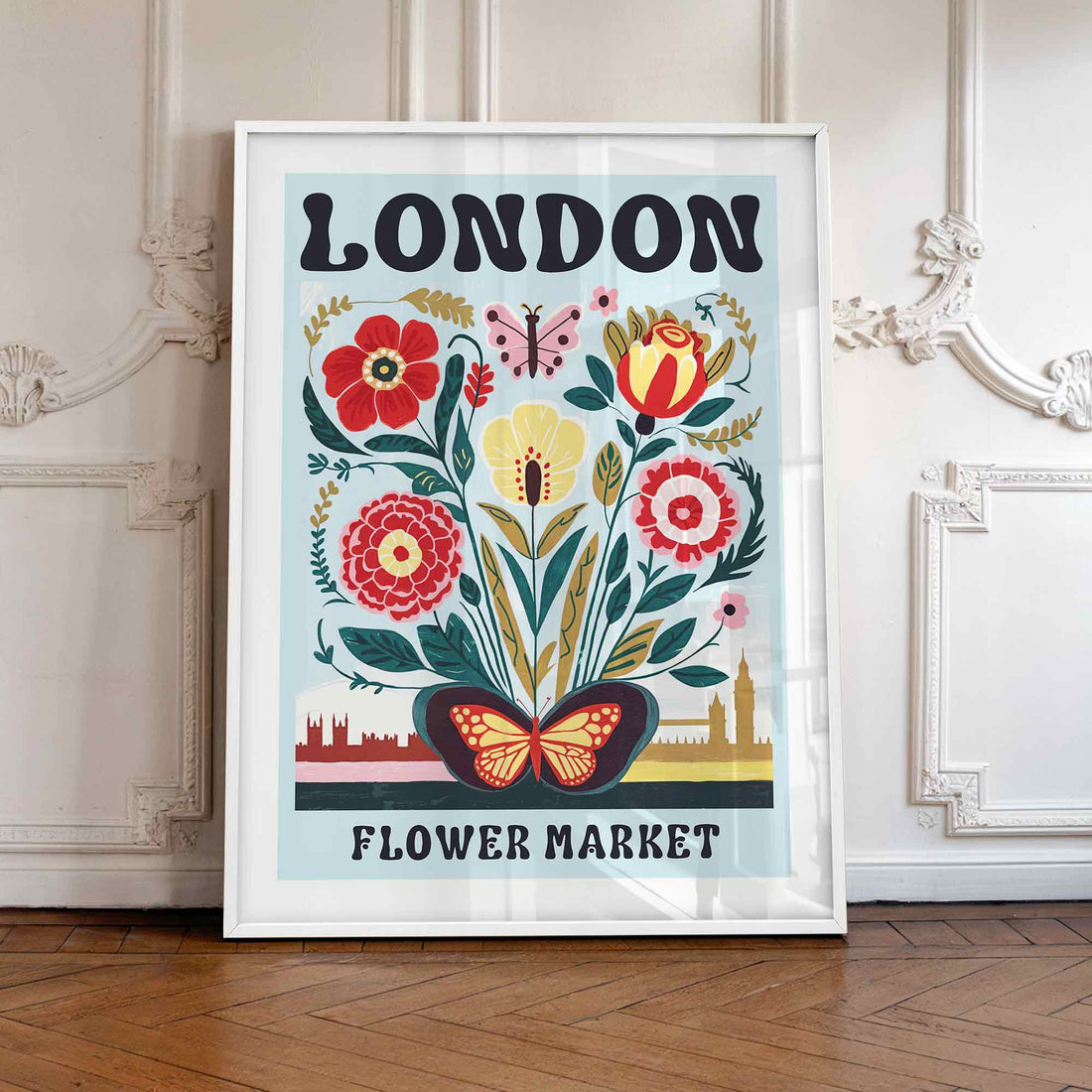 London Flower Market Maximalist Framed Wall Art Print, Retro Floral Kitchen Decor, Bold Botanical Art