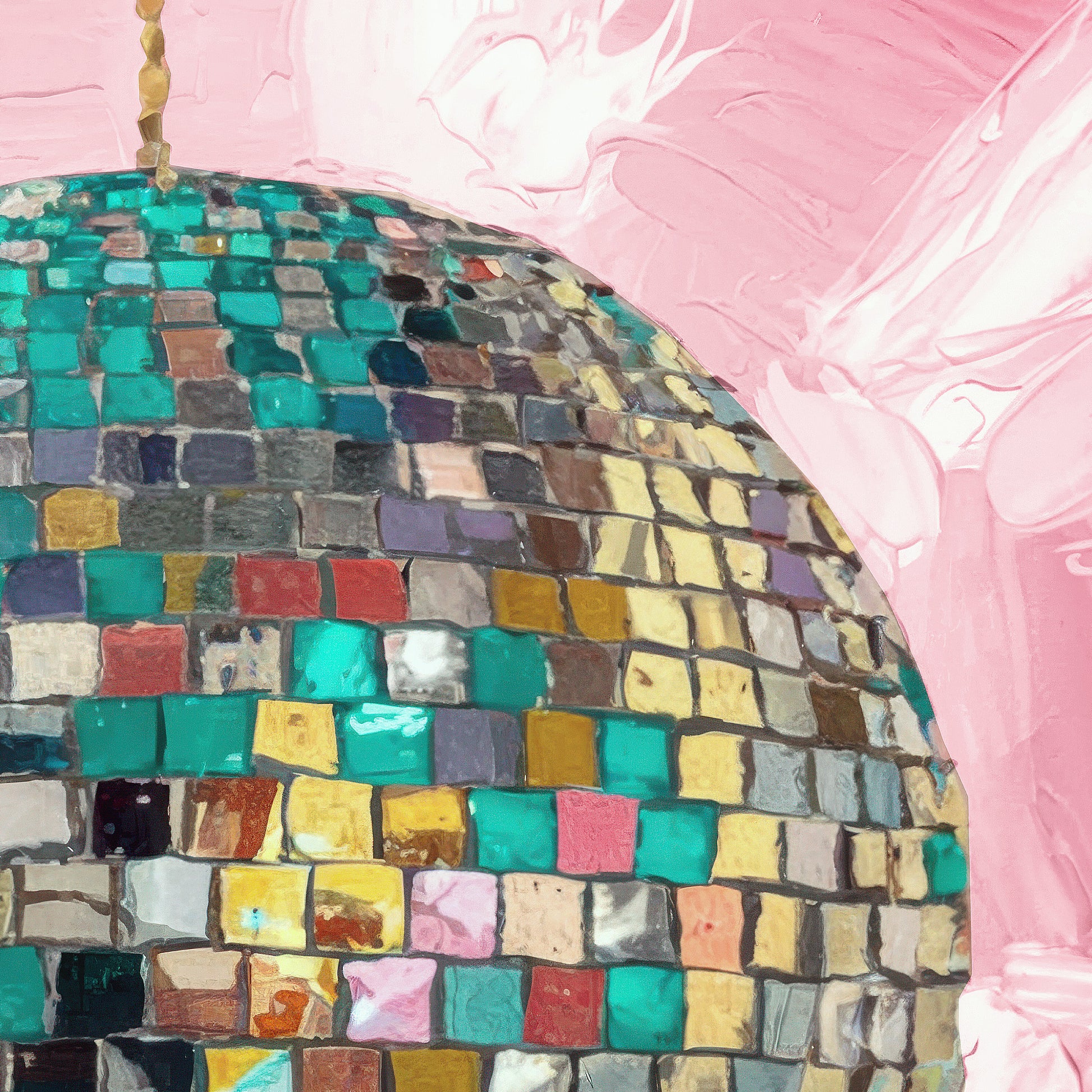 Hand Drawn Disco Ball Painting Printable Wall Art For Home Decor Pink Disco Ball Poster Aesthetic