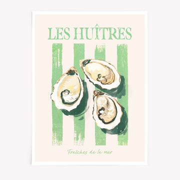 Pastel oyster wall art inspired by French seafood and coastal sunshine – the perfect kitchen print for a chic, summery vibe.