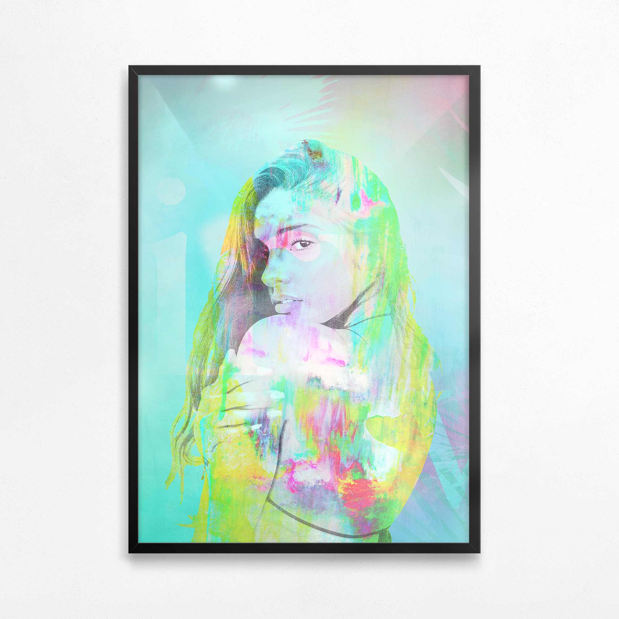Teal Abstract girl framed print