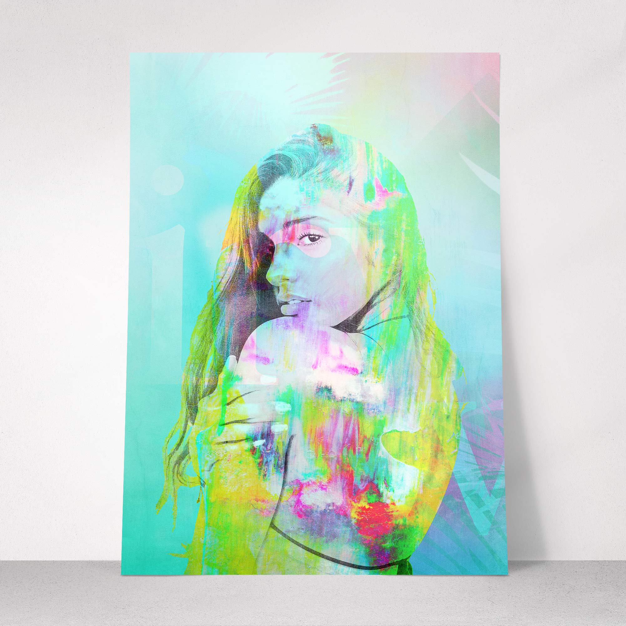 Teal Abstract girl painting print