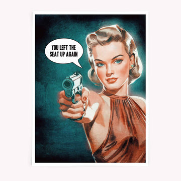 Funny Toilet Poster with retro girl