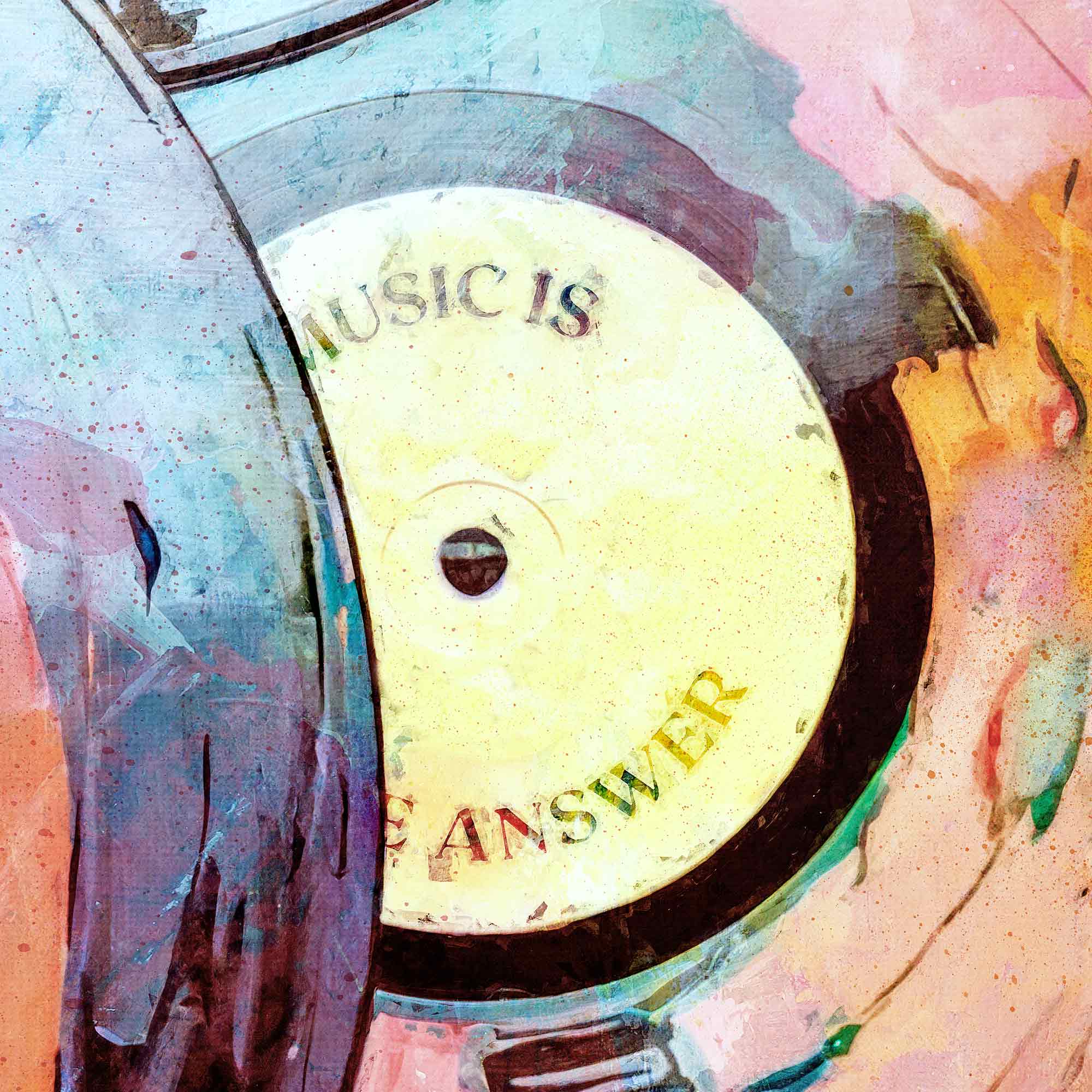 Close-up of the groovy 70s-inspired design and typography