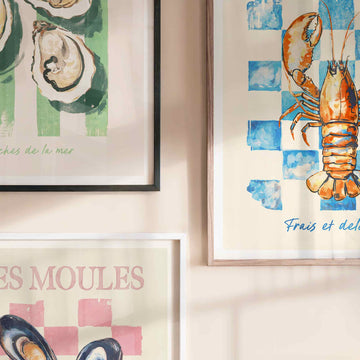 Vintage French Seafood Posters – Nautical Coastal Kitchen Wall Art