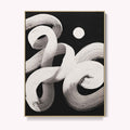 Still in Motion abstract canvas in oak frame on neutral wall