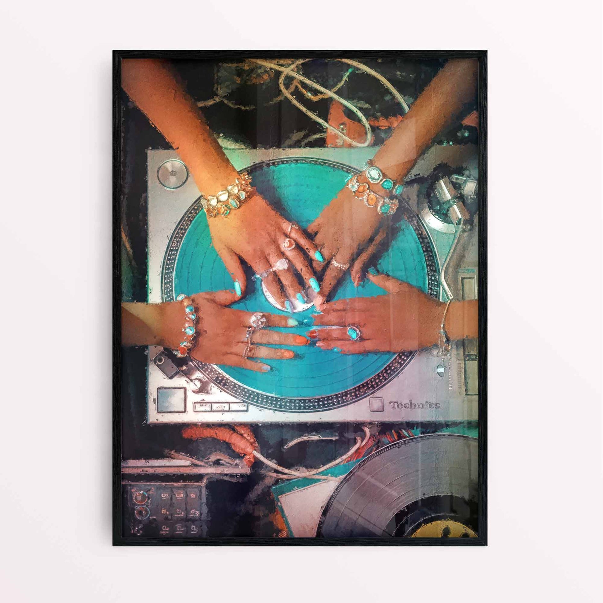 DJ wall art, black culture art, funk soul disco print, retro music decor, vinyl record poster, Technics turntable art, 70s aesthetic