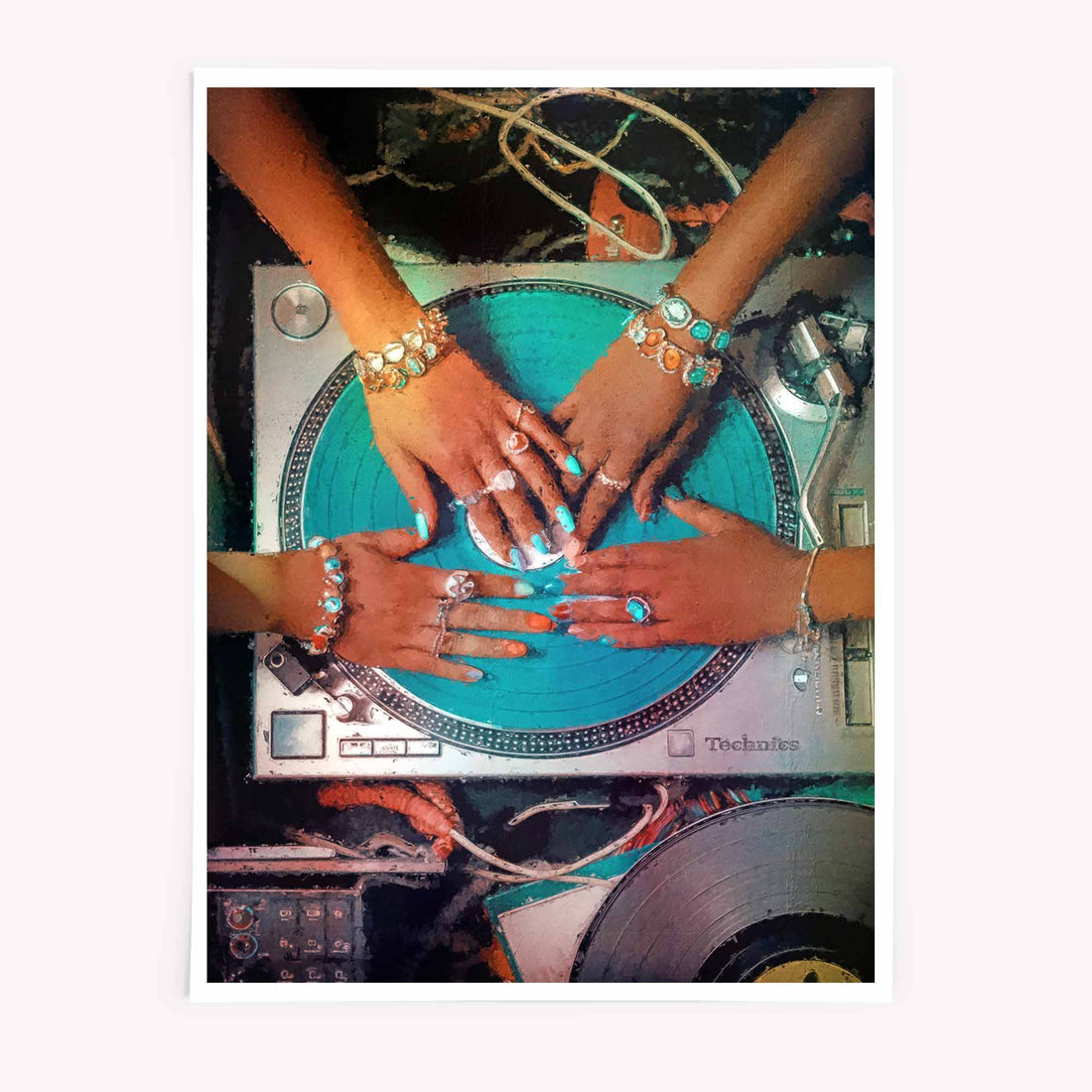 DJ wall art, black culture art, funk soul disco print, retro music decor, vinyl record poster, Technics turntable art, 70s aesthetic