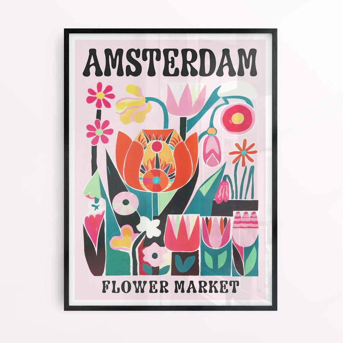 Amsterdam Flower Print in black frame