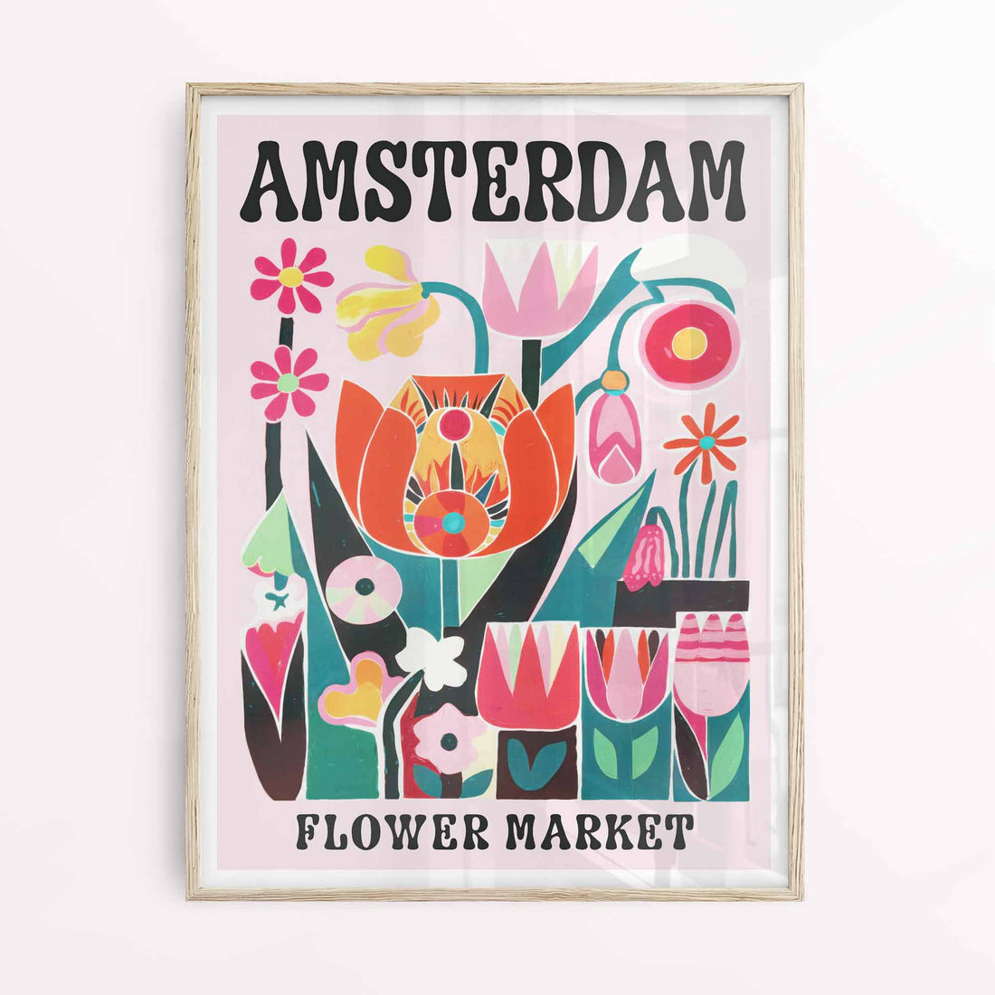 Close-up detail of tulips and illustrations