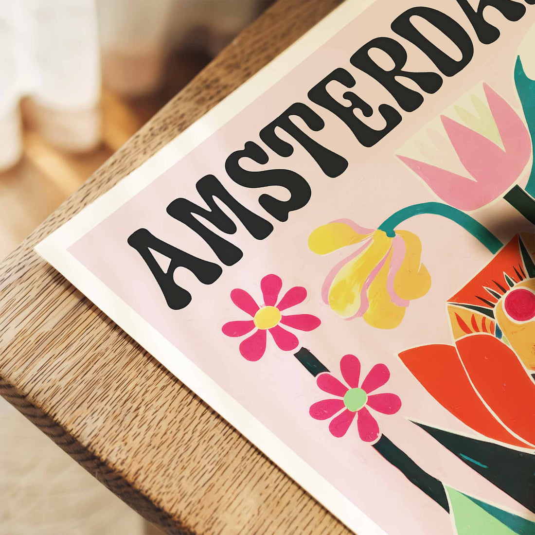 Close-up detail of tulips and illustrations