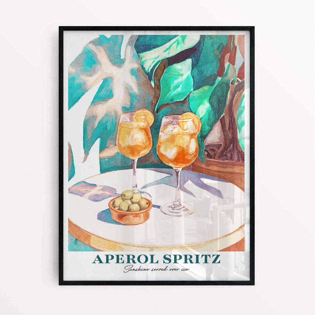 Framed Aperol Spritz summer print on minimalist background