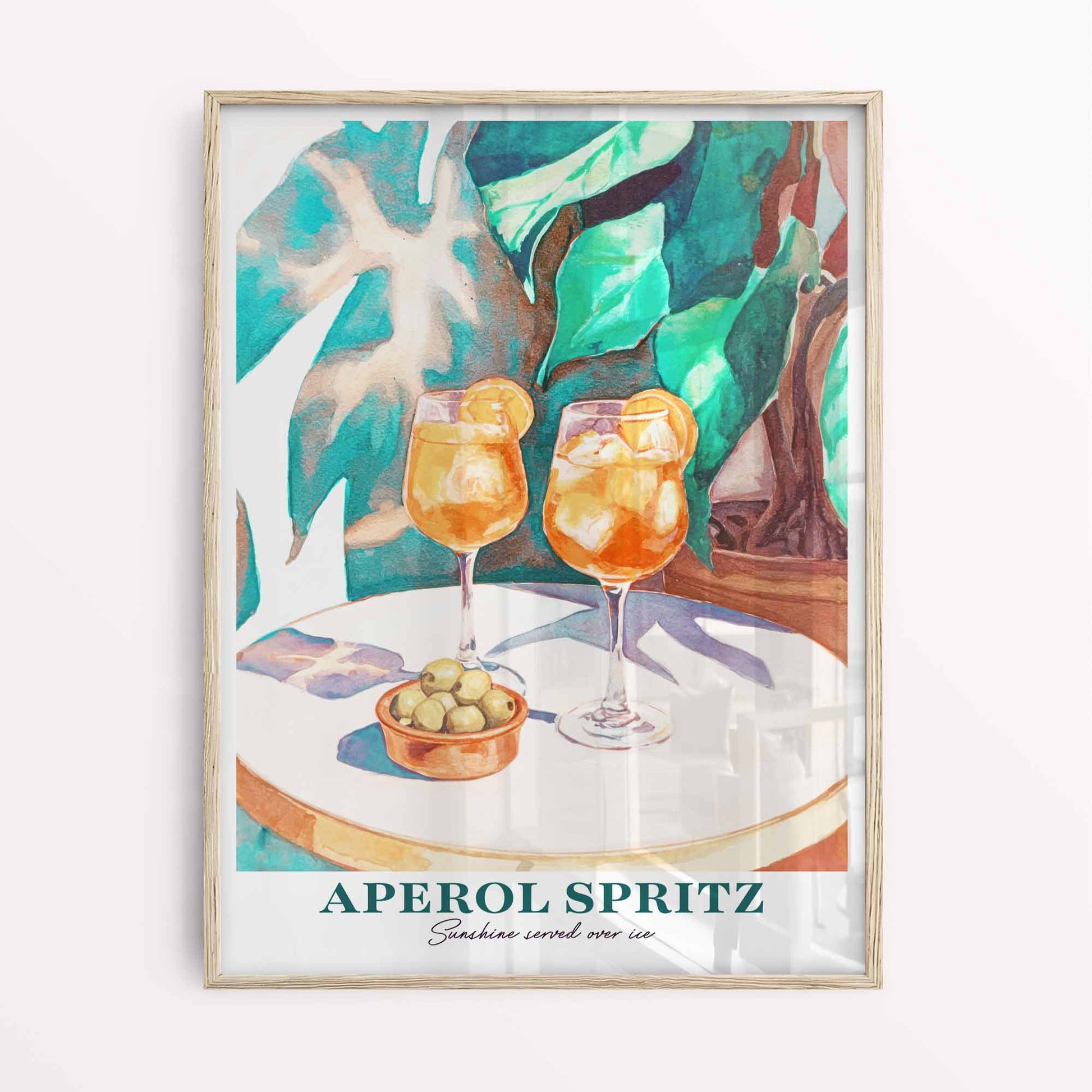 Kitchen wall scene with Italian-style Aperol Spritz artwork – perfect summer print