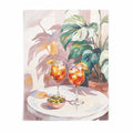 poster print of aperol and olives artwork with warm orange and green palette and relaxed mediterranean summer aesthetic by After Hours Gallery
