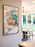 poster print displayed in modern interior featuring aperol and olives artwork with colourful italian summer aesthetic by After Hours Gallery