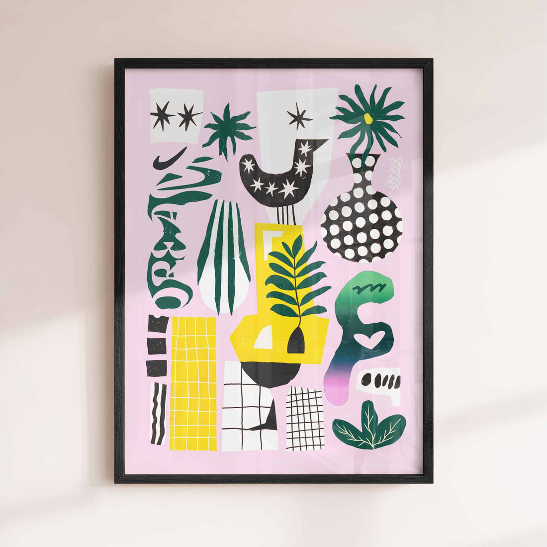 Framed in black Abstract Botanical Wall Art Print