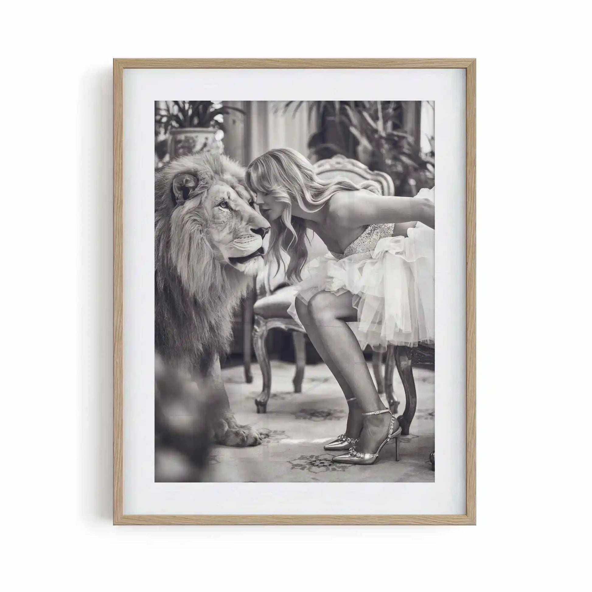 The Lion's Muse Wall Art Print, Black and White Fashion Photography, Luxury Bedroom Decor, Editorial Fashion Poster, Minimalist wall art