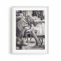 The Lion's Muse Framed Wall Art Print, Black and White Fashion Photography, Luxury Bedroom Decor, Editorial Fashion Poster, Monochrome Wall Art