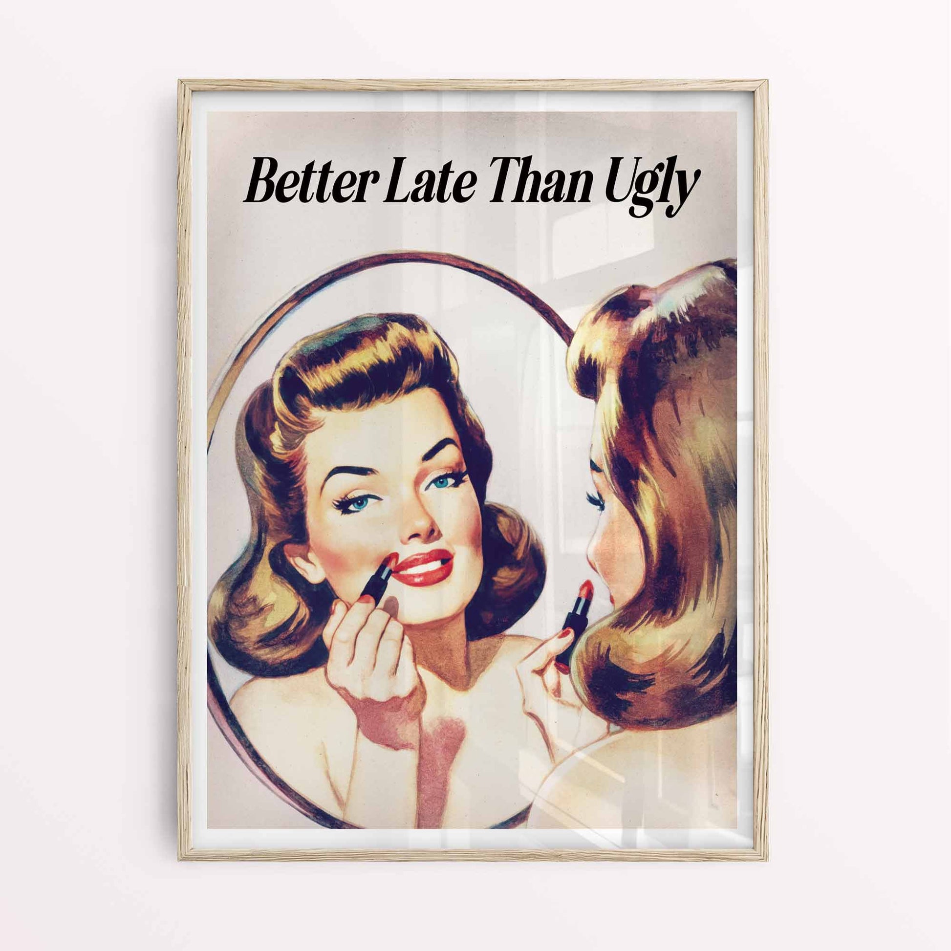 Bedroom decor with vintage girl poster

