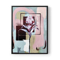 Between Planes — Abstract Floral Geometric Canvas Print oak frame