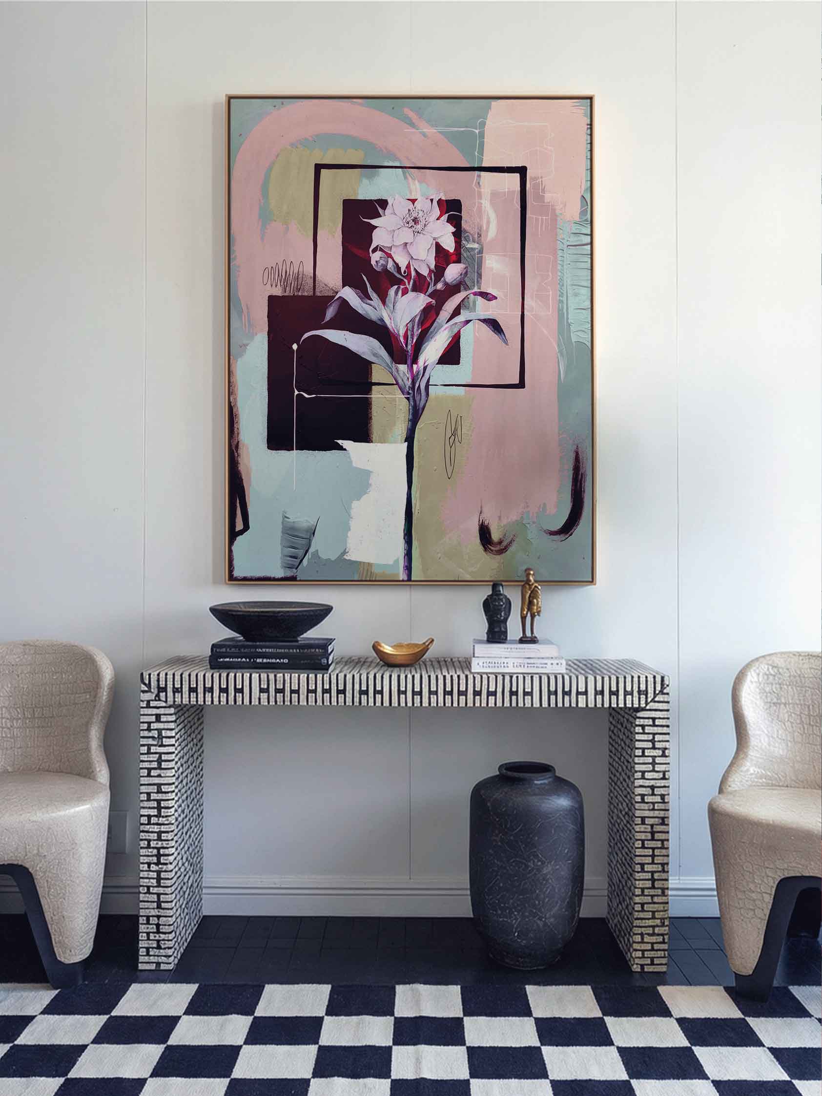 Modern flower art composition abstract canvas art print Afterhours Gallery