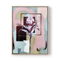 modern abstract floral artwork combining soft botanical detail with structured geometric framing and layered painterly texture