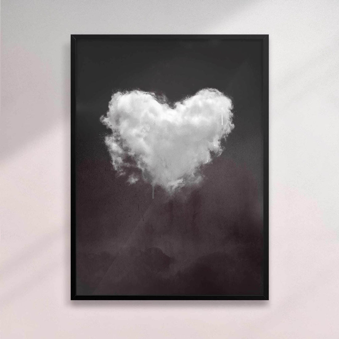 Heart Cloud Black & White Print | Minimal Surreal Wall Art