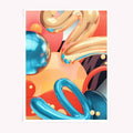 Surreal Abstract Art Print, Modern Wall Art with Metallic Shapes, 3D Fluid Design, Contemporary Home Decor