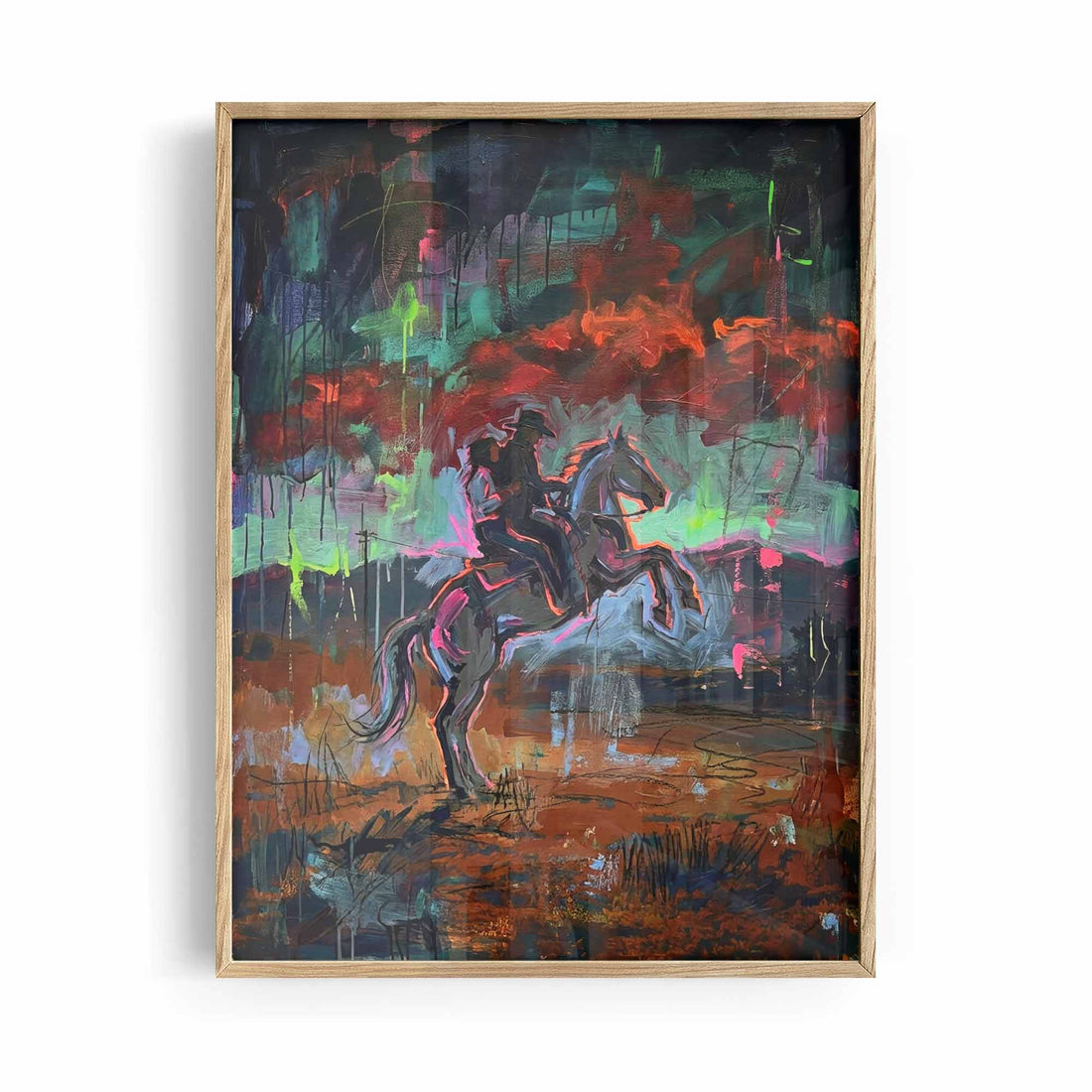 Fine Art Painting of a Cowboy Desert Framed Print