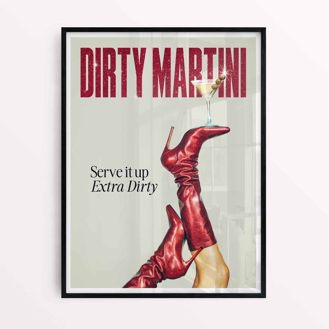 Framed cocktail poster dirty martini