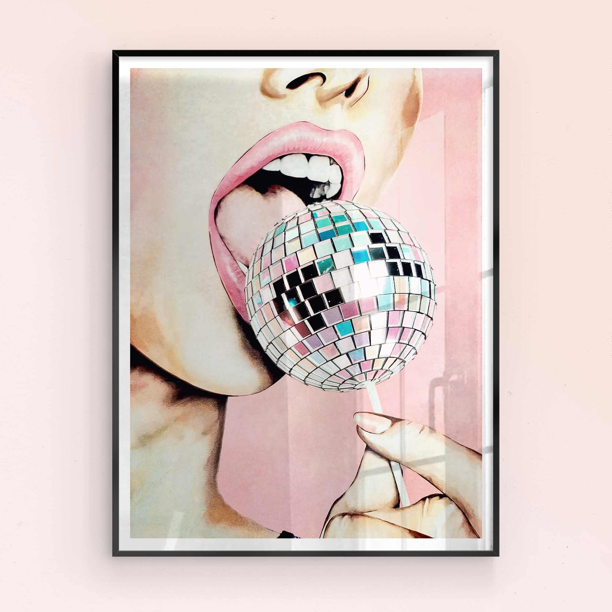 Framed Disco Ball Lollipop  print