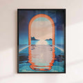 Dream Pool Archway”– Moroccan Oasis Art Print in black frame