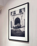E-type-Jaguar-british-car-black-and-white-photography-fashion-framed-print-black-interior
