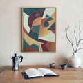Earth geometric abstract canvas in scandi interior