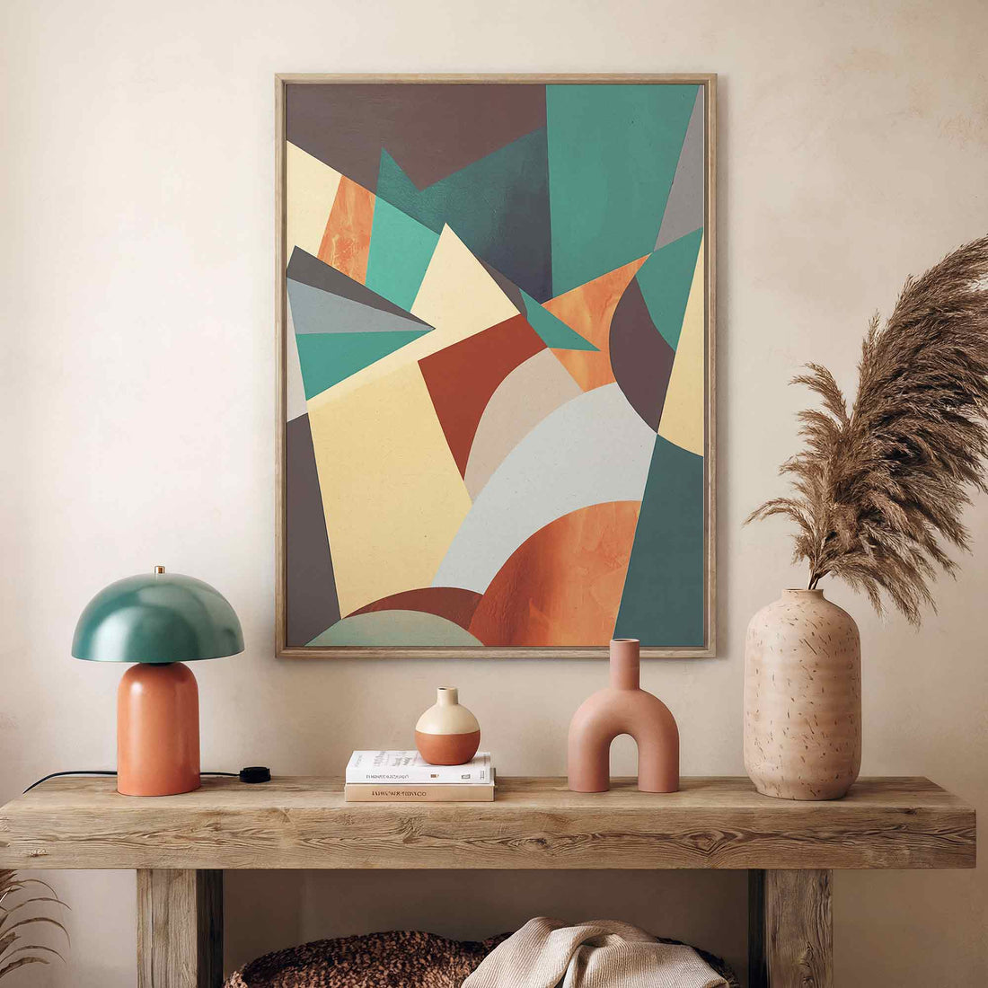 Autumn Earthy Geometric Horizon – Japandi Abstract Canvas Wall Art | AfterHours Gallery