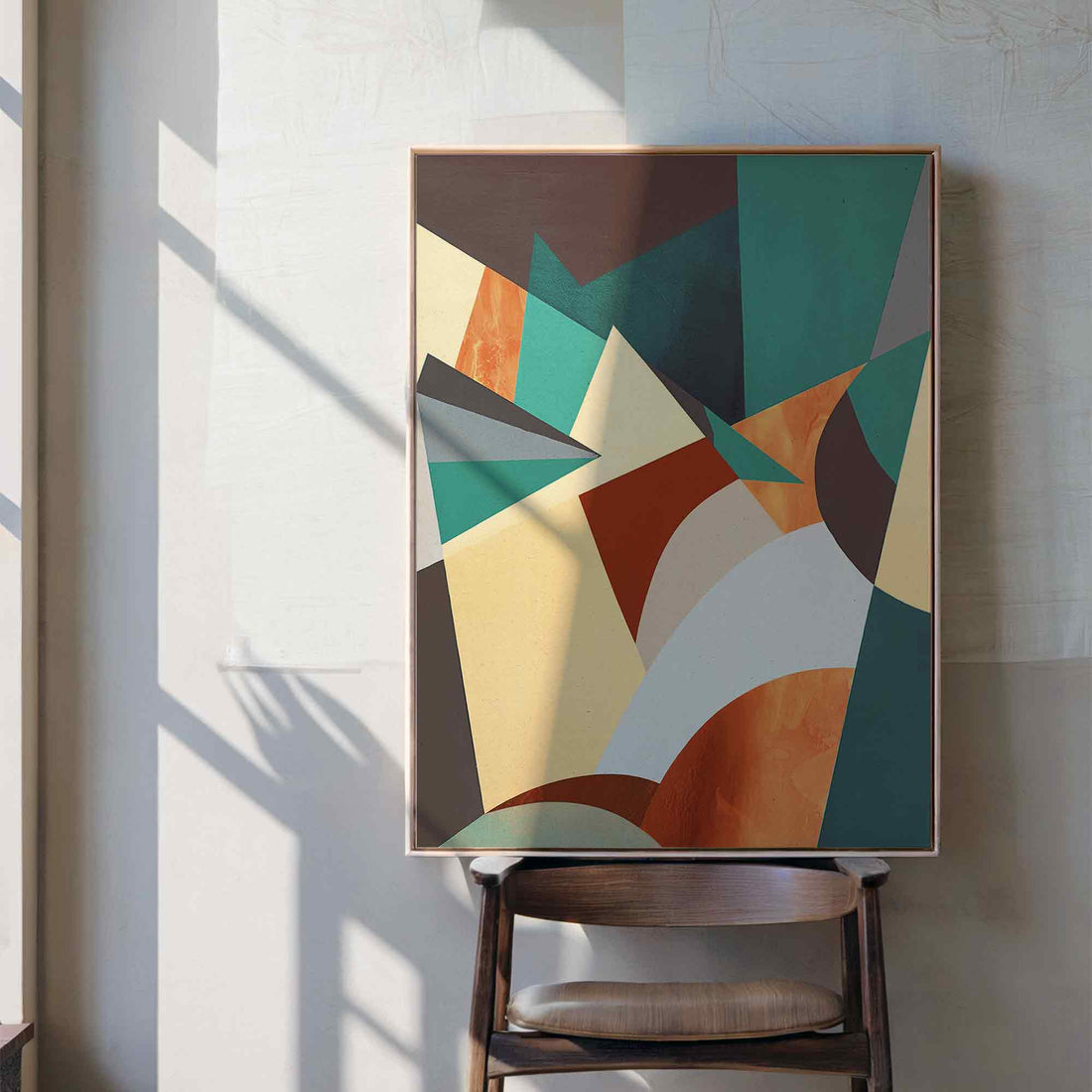 Autumn Earthy Geometric Horizon – Japandi Abstract Canvas Wall Art | AfterHours Gallery