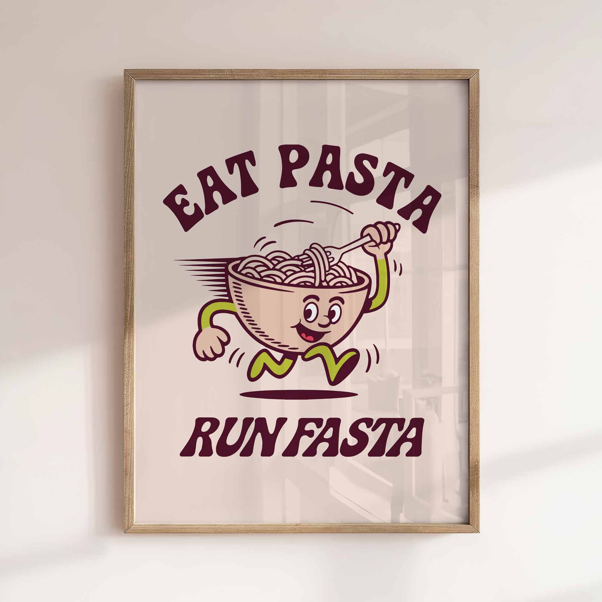 Vibrant pop art wall print – Eat Pasta Run Fasta slogan