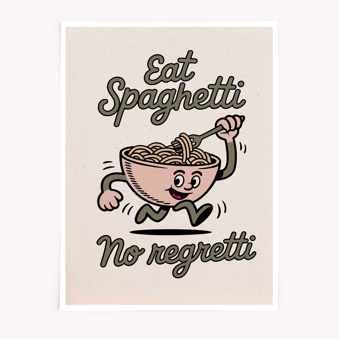 Eat Spaghetti No Regretti retro pasta poster wall art