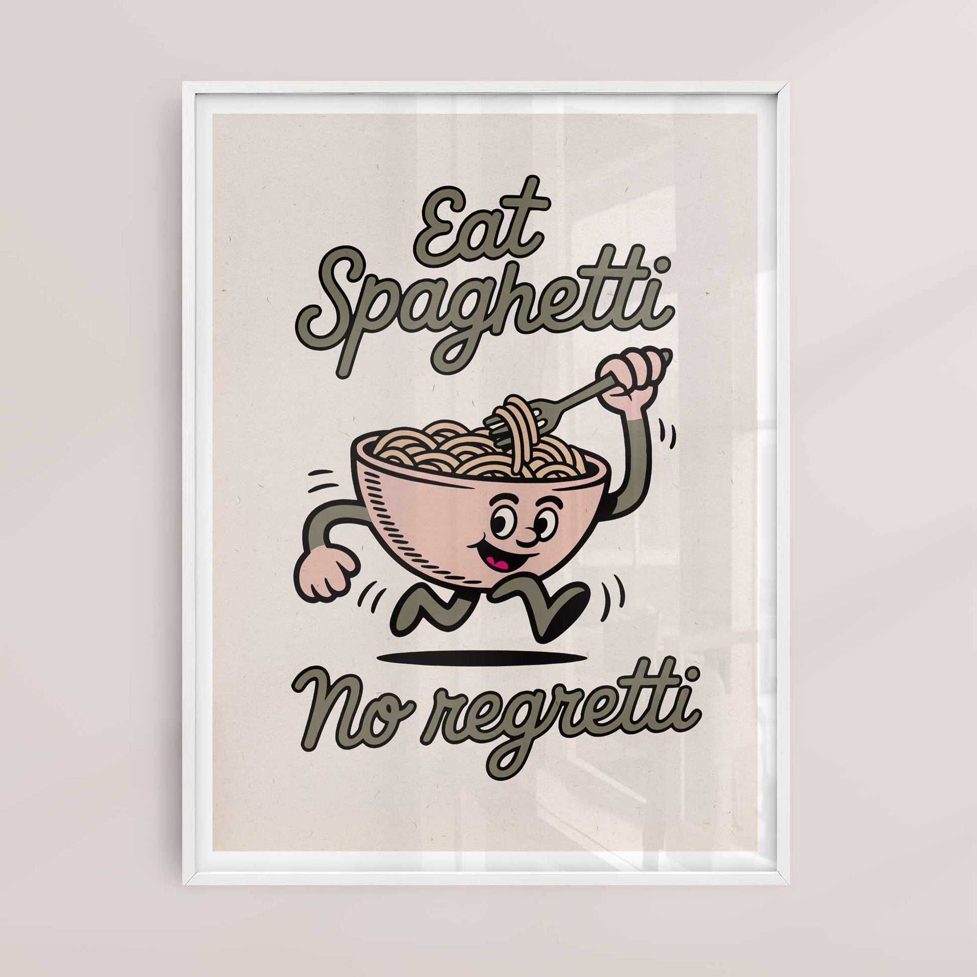 Eat Spaghetti No Regretti retro pasta framed wall art