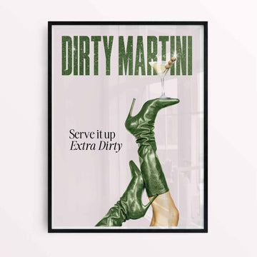green dirt martini print black frame