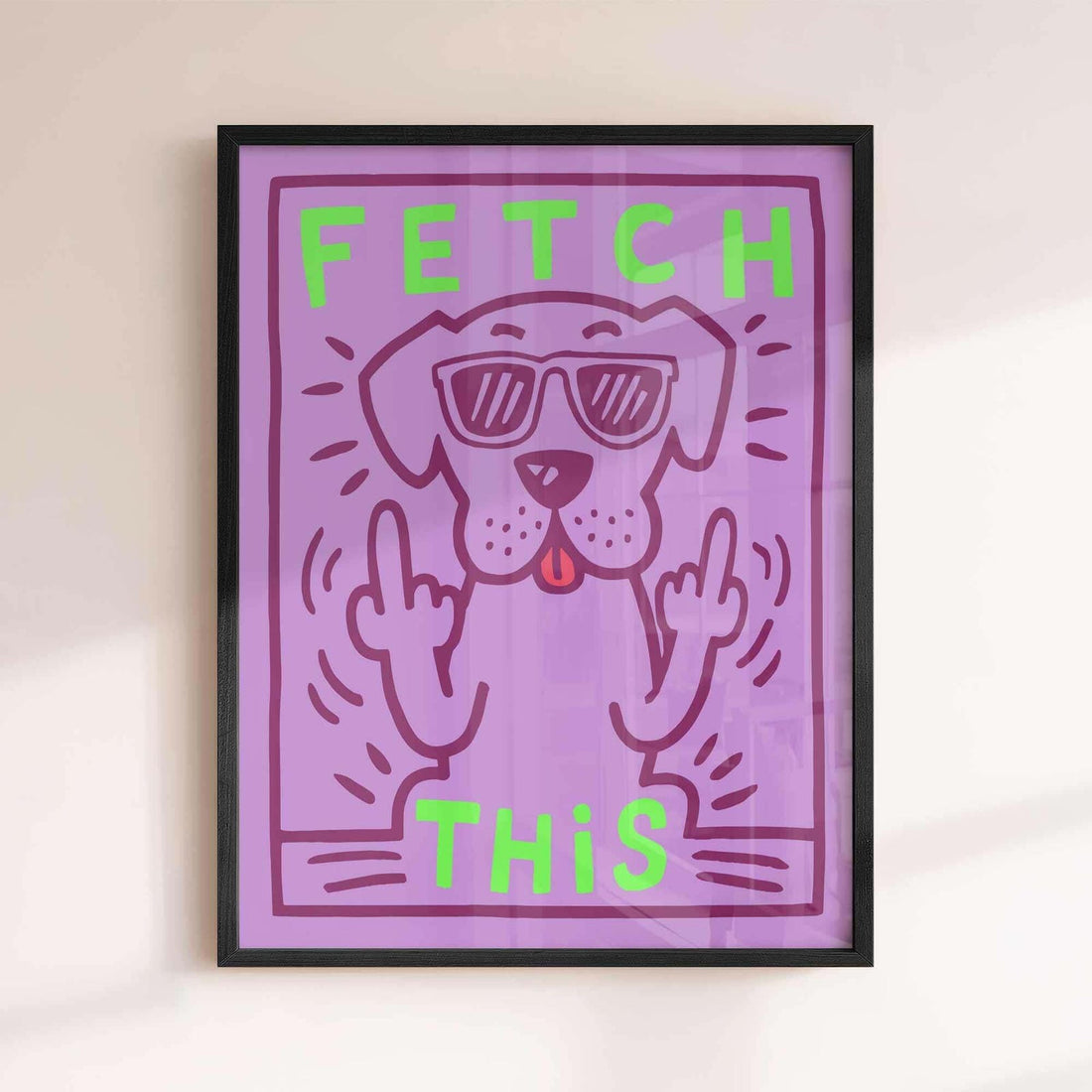 Fetch This Poster – Funny Dog Print • Cheeky Retro Wall Art • Sassy Purple & Green Dog Lover Gift • Trendy Funny Anim