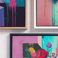 floral framed canvas wall art, abstract flower print, vibrant home decor, urban wall art, colorful art gift,
