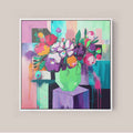 floral canvas wall art, abstract flower print, vibrant home decor, urban wall art, colorful art gift,