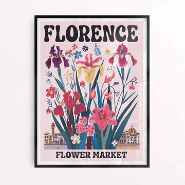 Florence Flower Market poster in black frame