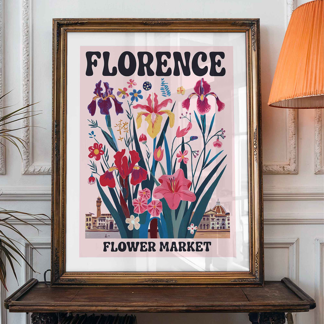 Florence flower market poster art