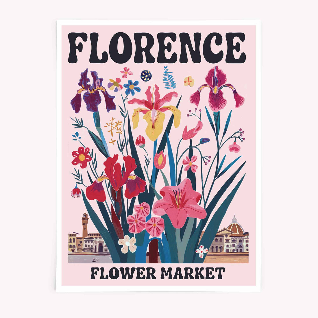 Florence flower market poster art