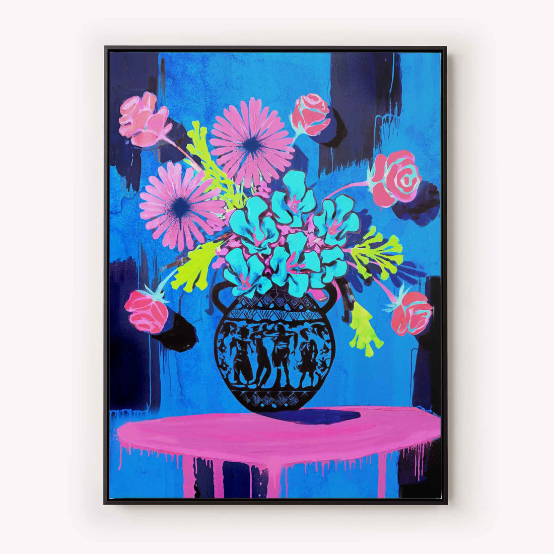 Dreamed in Neon is a bold floral canvas print from the Urban Maximalism collection. Vibrant colour, modern abstraction, and statement art for contemporary interiors.