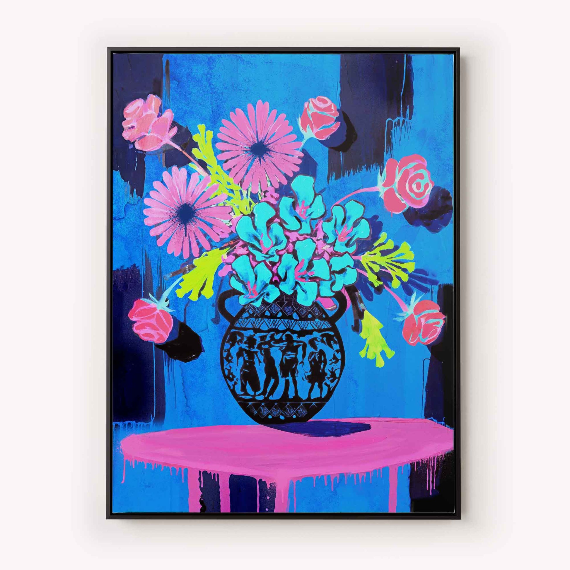 Dreamed in Neon is a bold floral canvas print from the Urban Maximalism collection. Vibrant colour, modern abstraction, and statement art for contemporary interiors.