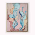 Neutral tones Abstract Canvas Wall Art with Blue, Pink, and Beige Shapes by Afterhours Gallery